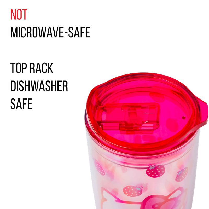 Silver Buffalo Sanrio Hello Kitty Strawberry Double Wall Travel Tumbler with Slide Close Lid, 20 Ounces