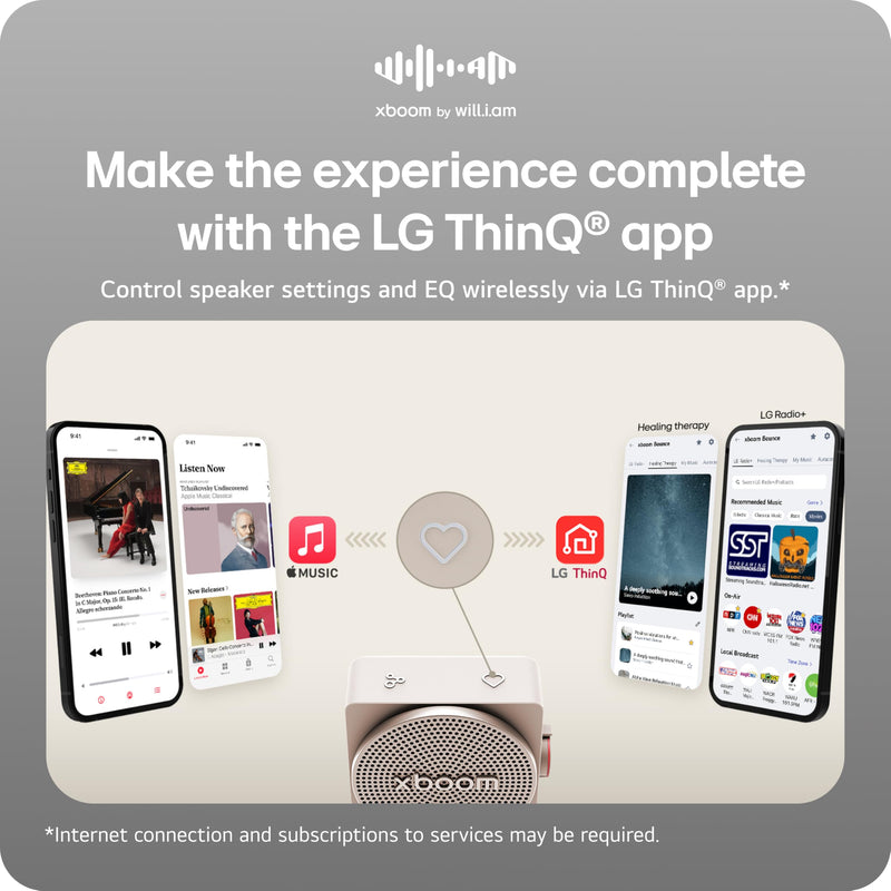 LG xboom Mini by will.i.am Portable Outdoor Bluetooth Speaker, up to 10 Hours, IP67 Dust and Water Resistant, Adjustable Hanging Strap, Warm Grey