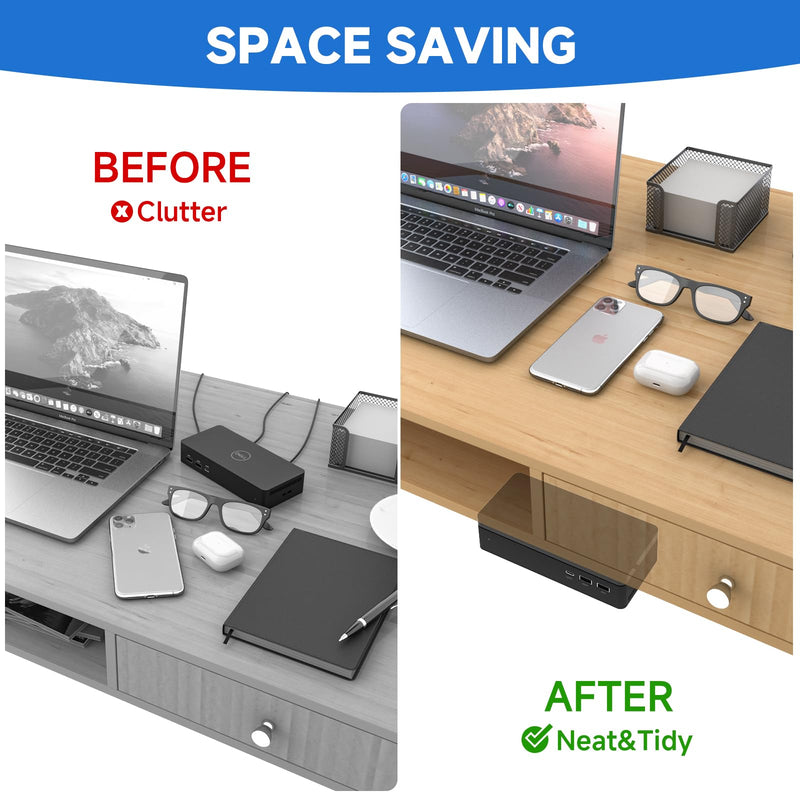 Under Desk and Wall Mount for Dell Universal Dock UD22, Acrylic Docking Station Mount Holder (Black Plate Only)