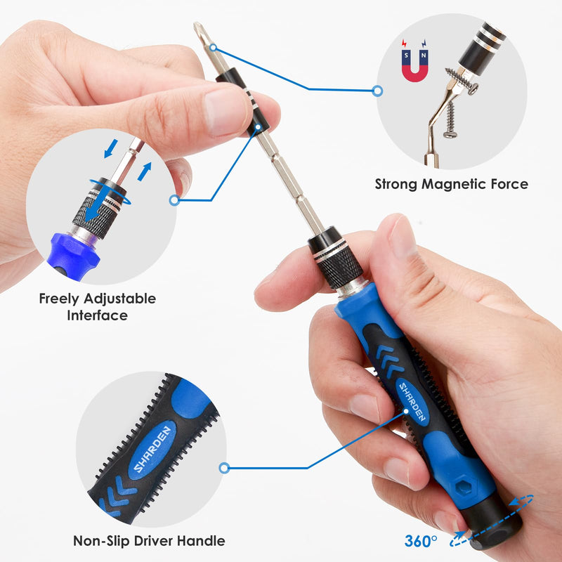 SHARDEN Precision Screwdriver Set, 122 in 1 Electronics Magnetic Repair Tool Kit with Case for Repair Computer, PC, Cellphone, Game Console, Watch, Eyeglasses etc (Blue)… Blue