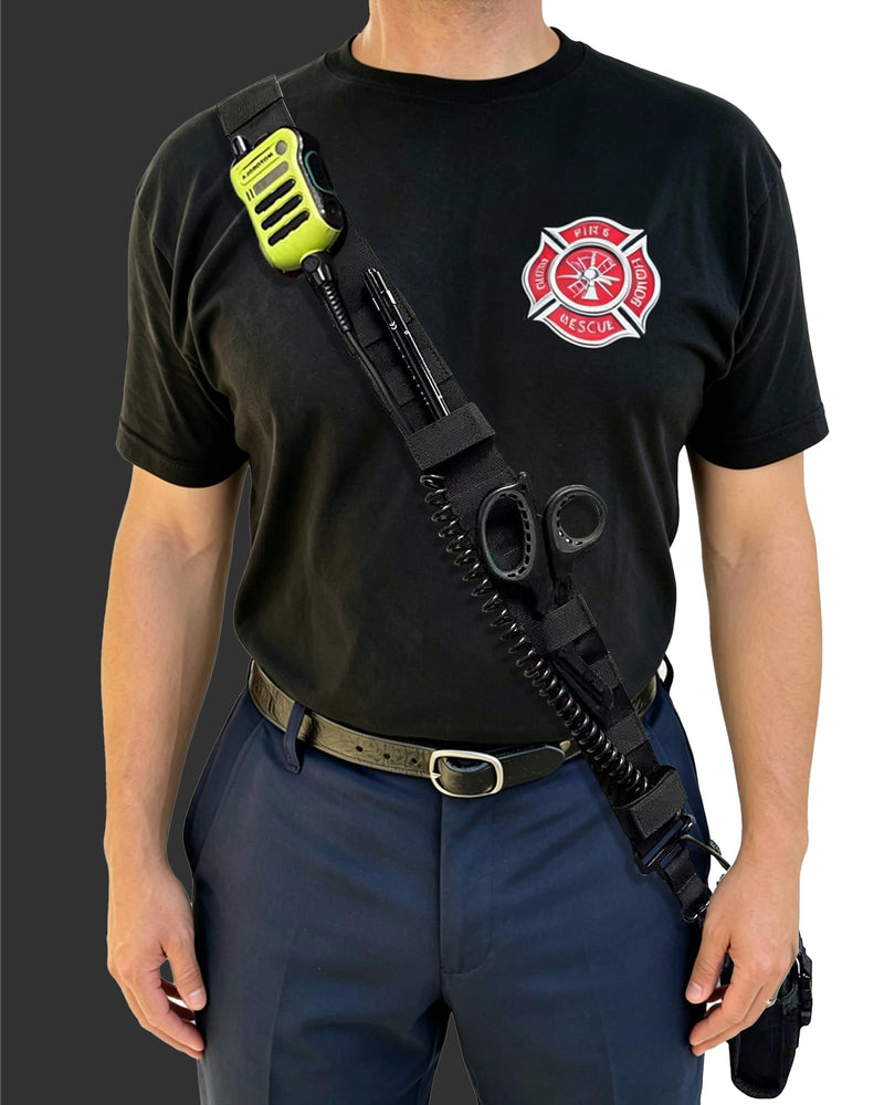 Firefighter Radio Strap and Holster with Anti-Sway Strap | Shoulder Strap Holder for EMS, Fire, Paramedics | Adjustable 54""–70"" | Compatible with Motorola, Kenwood, BaoFeng