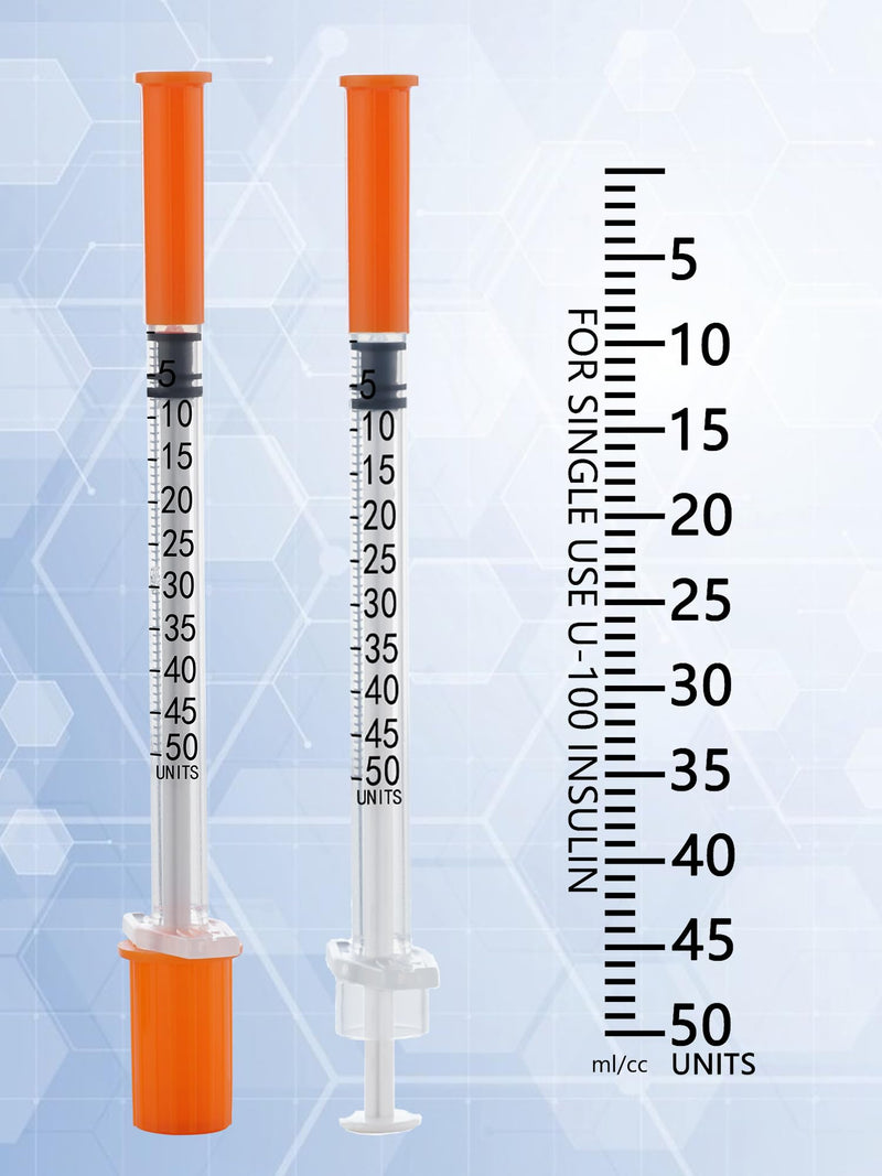 100 Pack 0.5ml Disposable Syringe, 32G 0.5cc 1/4 Inch (6mm) Lab Supplies Syringes, Individually Wrapped 0.5ml 32g 1/4inch 100
