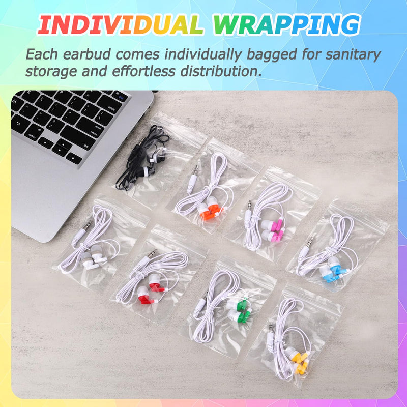 10-Pack Kids Earbuds for Classroom School Librariy, Wired Headphones, in Ear Earbuds for Kids Student, 3.5mm Earphones for Chromebook Laptop PC Multicolor 10 Pack