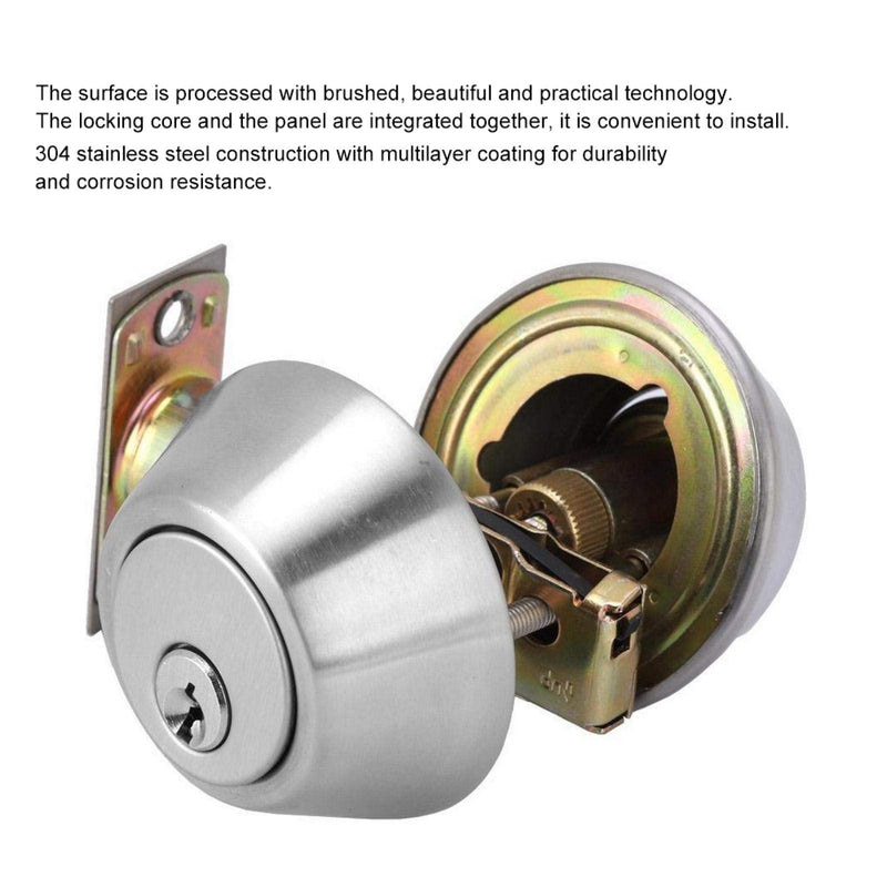Premium Double Cylinder Security Door Lock for Wood Doors High Durability Safety Key Control Mechanism(Silver)