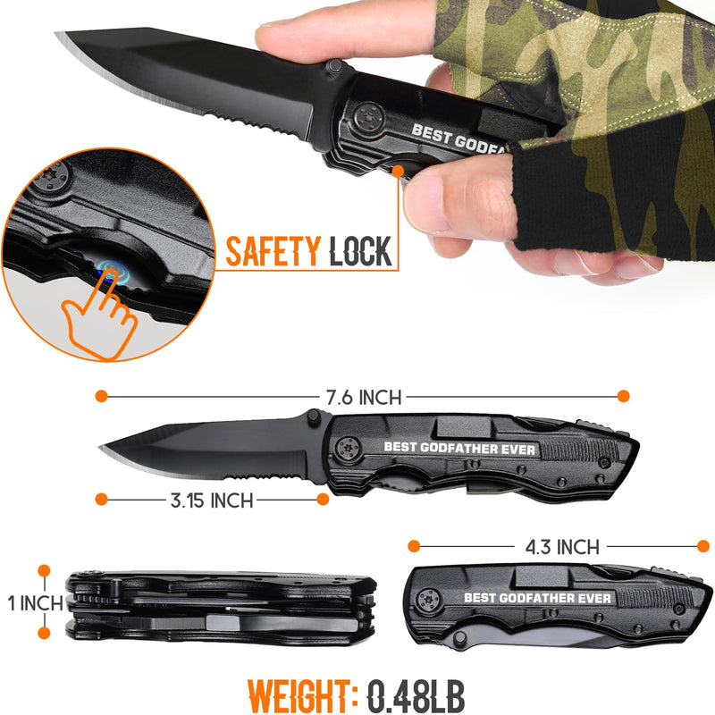 Godfather Gift, Multitool Knife, Godfather Proposal Gifts, Godfather’s Gifts from godchild, Christmas Practical Present, Gift for Camping, Hiking, Fishing, 20 in 1 Multitool GODFATHER GIFTS