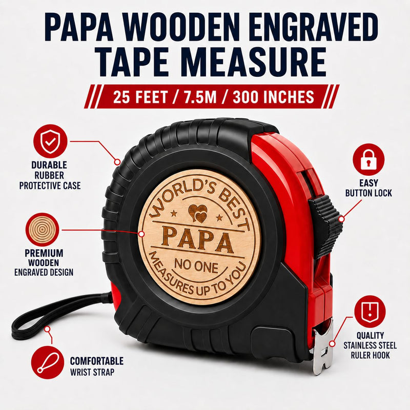 Father’s Day Gifts for Papa Personalized Engraved Tape Measure Birthday Fathers Day for PAPA from Daughter Son Woodworking Carpenter Tool Gifts for Men 7.5m/25ft