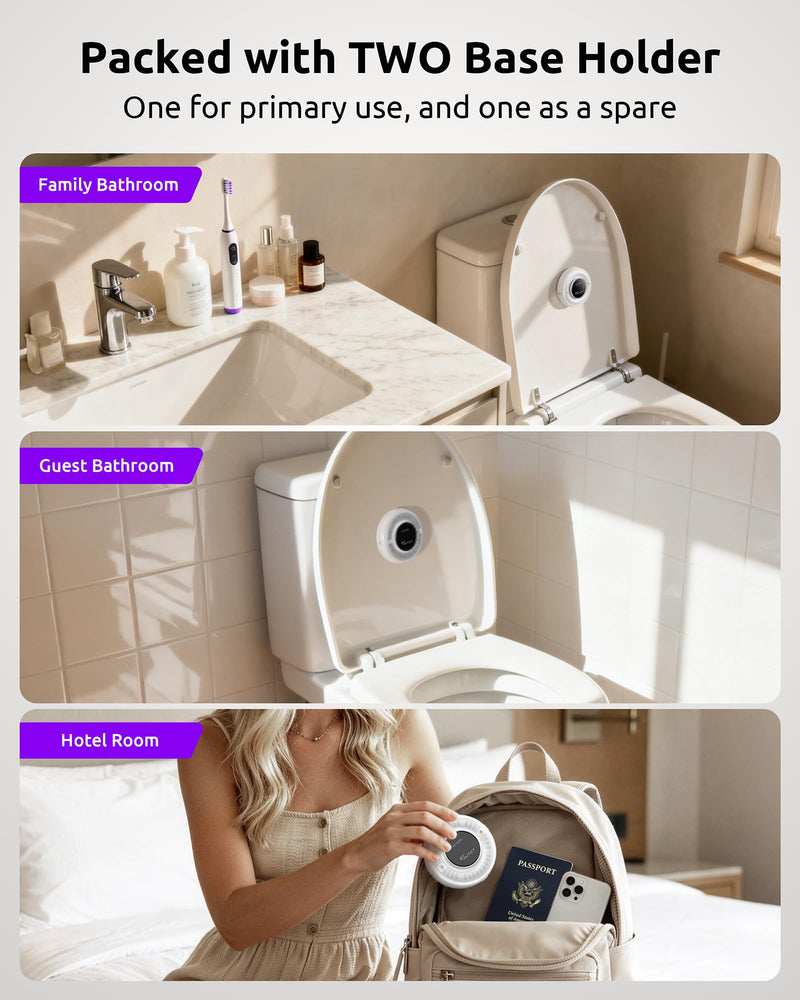 NUTICT UVC Toilet Sanitizer Light, Auto Turn On/Off, Fits Most Toilet Lid | 180 Seconds Sanitize, 2000mAh Rechargeable Battery, Safe to Use, Tool-Free, for Home Guest Room Hotel Shared Bathroom, White