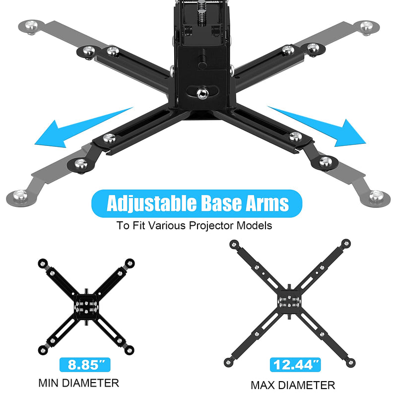 IUM Projector Ceiling Mount, Universal Black Projector Mount Extendable Stand Bracket Wall Mount Hanger for Most Projectors