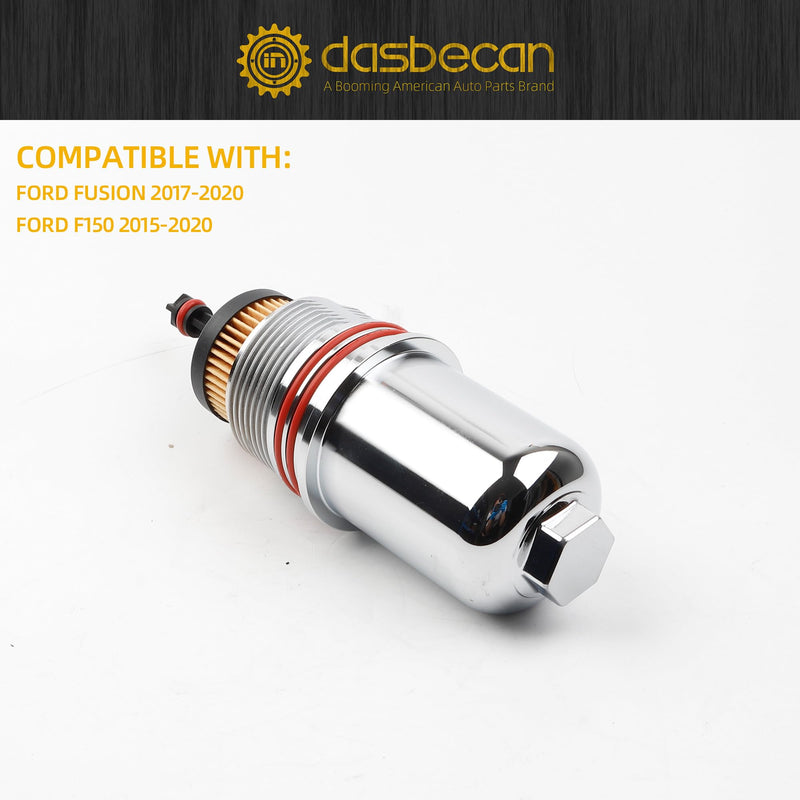 Dasbecan Oil Filter Cap Lid Cover Compatible with Ford Fusion/F-150 2.7L V6/EcoBoost Replaces# FT4Z6A832C FT4Z-6A832-C Aluminum Housing