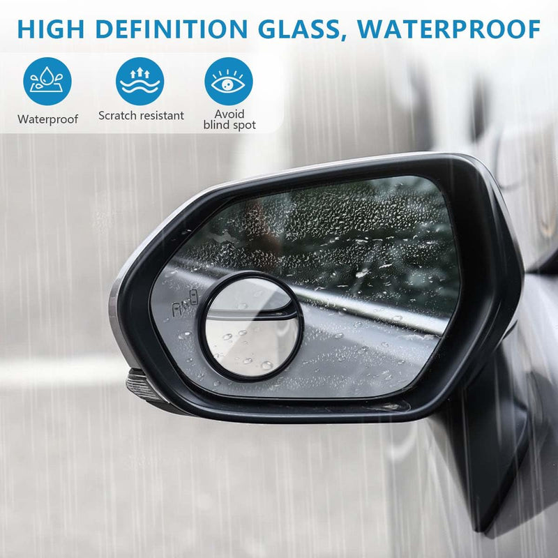 OBTANIM 4 Pack Blind Spot Car Mirror 2 Inch Angle Adjustable HD Glass Round Side Rear View Convex Accessories with Frame for Car SUV Trucks Motorcycles