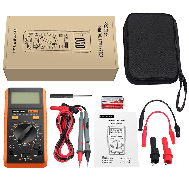 Proster LCR Meter - Capacitance Resistance Inductance Digital LCR Multimeter with LCD Over-Range Display Yellow
