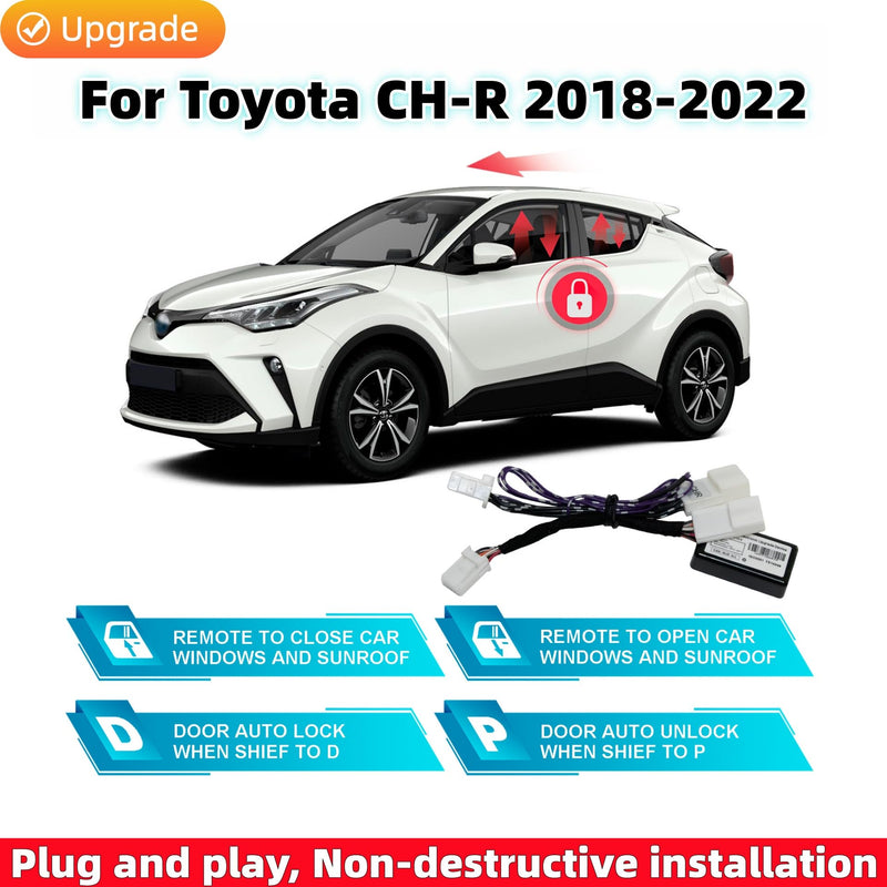 Intelligent Car Window & Sunroof Closer and Door Auto Lock/Unlock Module for Toyota CH-R 2018-2022, Remote to Roll Up Down Windows Upgrade, Plug and Play Installation