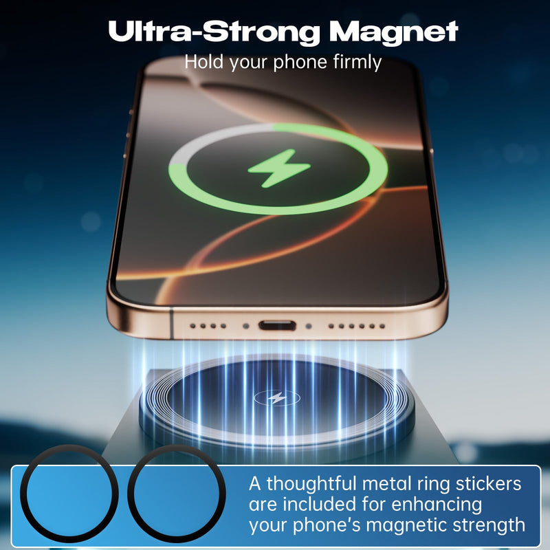 CyberDock 3-In-1 Wireless Charging Station for iPhone with Car Model Design 1:25 Scale, Qi Certified Mag-Safe Charger for iPhone iWatch AirPod, Rotating Charger with Ambient Light, 20W Adapter, Sliver