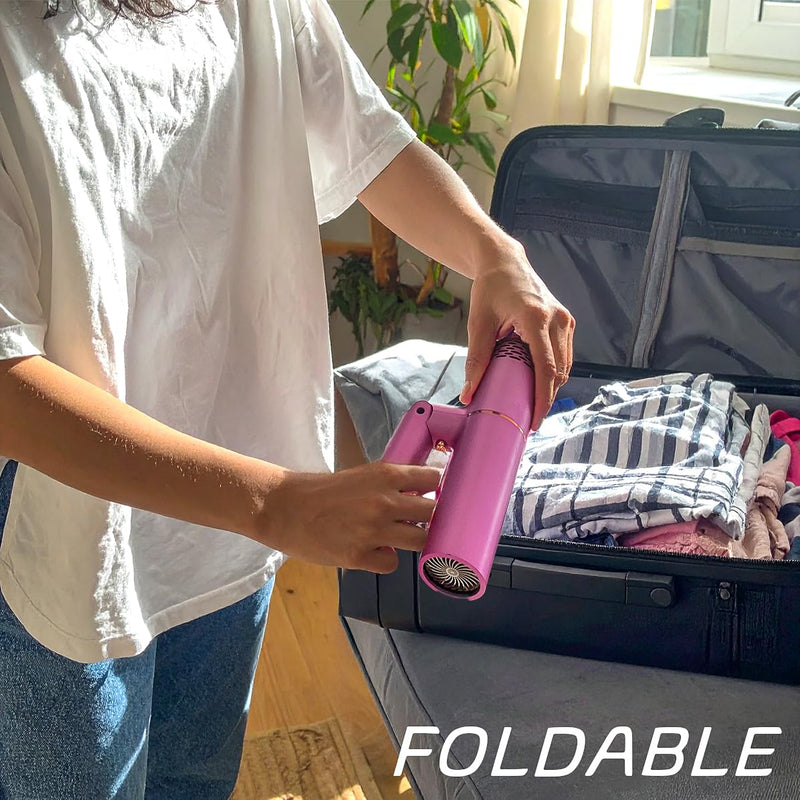 Travel Hairdryer Foldable Powerful 1800W | Foldable Ionic Hair Dryer | Fast Drying Compact and Portable Mini Blow Dryer with Negative Ion | Ideal for Travelling (White) White