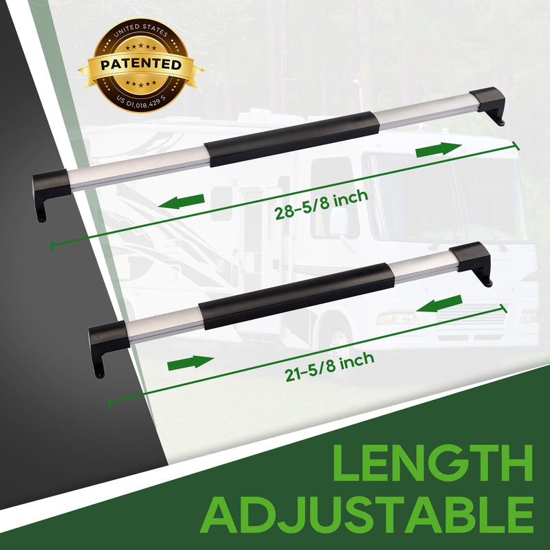RVGUARD RV Screen Door Cross Bar Handle Adjustable from 21-5/8 Inch to 28-5/8 Inch with Sturdy and Secure Non-Slip Grip Classic