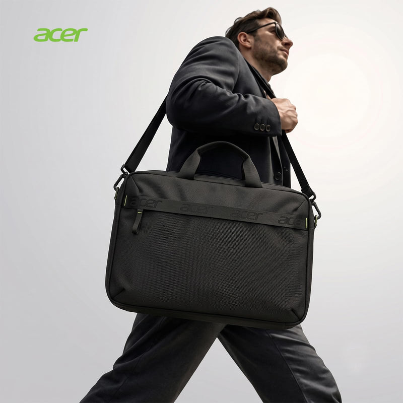 Acer Laptop Briefcase with Shoulder Strap, Messenger Bag | Water-Resistant, 900D Polyester, Shoulder Strap, Soft Interior Protection, Corner Guards Multi-Pocket, Luggage Strap 13-16inch