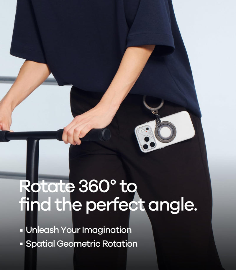 Aulumu G09 Ghost Infinite 360° Magnetic Ring Grip | MagSafe Compatible | Frosted Transparent PC | Stable Dual-Sided Magnetic Attachment | Includes Handle Ring Phone Holder - Ghost Transparent