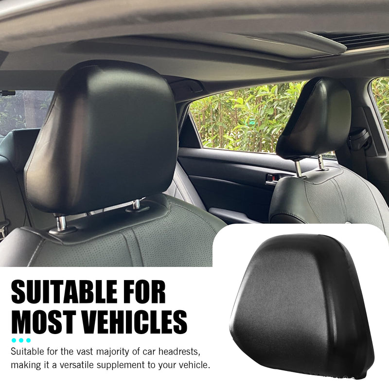 Shakas 2 PCS Cars Headrest Covers, Full Wrap-around Non-marking Fit Anti-scratch Protector, Waterproof Leather Portable Reusable Elastic Dust Cover, for Most Cars Seat Headrest Accessories (Black #M) 2 PCS #M Black