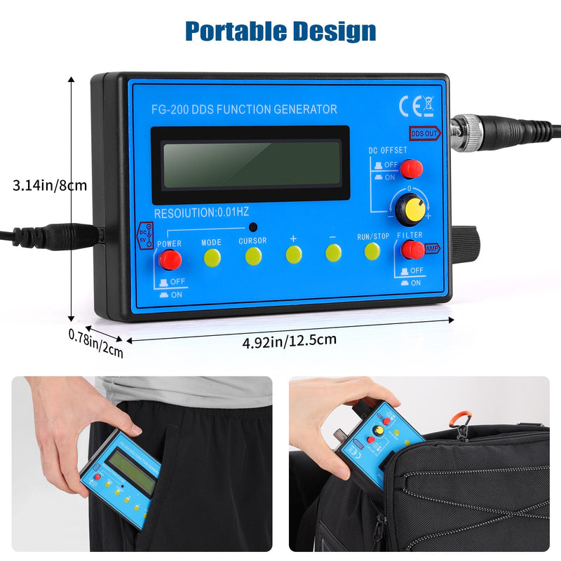 Mini DDS Signal Generator,1Hz-500kHz Multifunction Waveform Generator Signal Source with 7.83Hz Schumann Resonator, Ideal for Audio Testing, Oscilloscope Calibration, Tracking Down Circuit Faults