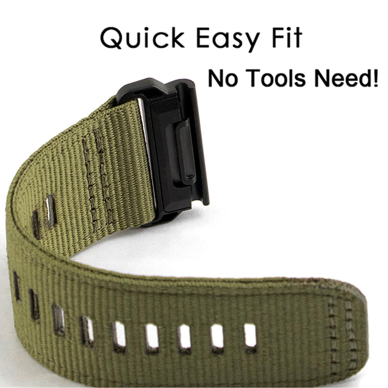 Abanen Upgraded Quick Fit 22mm Nylon Watch Bands for Garmin Fenix 7 / Fenix 6 / Fenix 5 / EPIX Pro 47mm, Adjustable Woven Webbing Sports Strap with Stainless Steel Clasp for Forerunner 955, MARQ Military Green