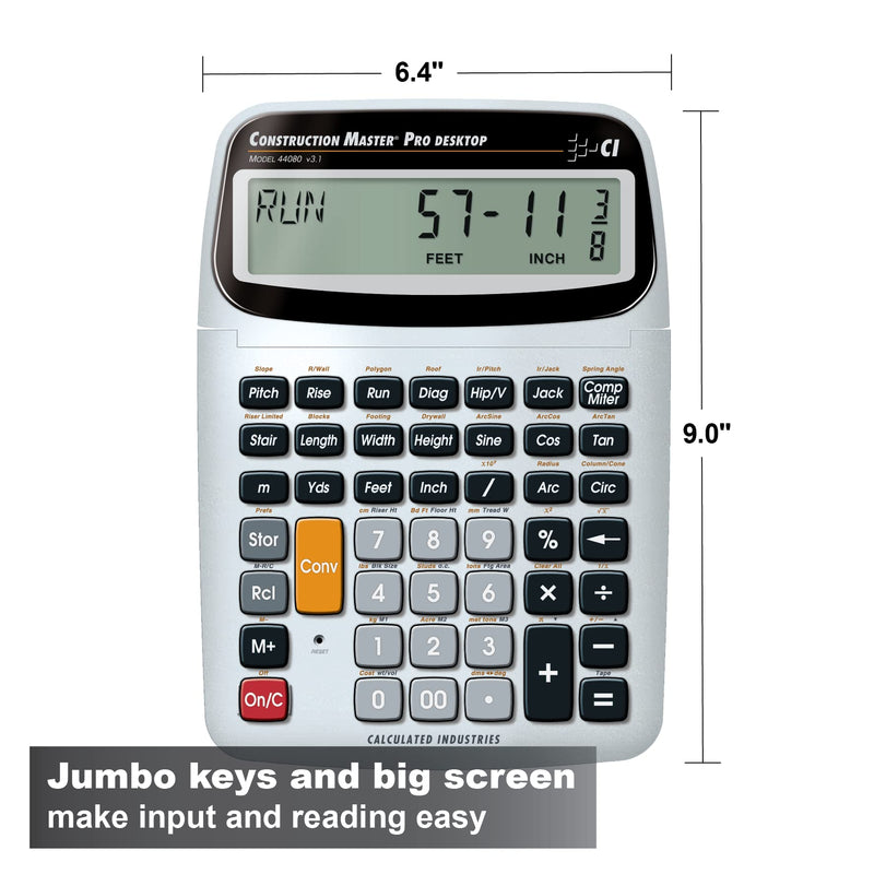 Calculated Industries 44080 Construction Master Pro-Desktop Advanced Construction Math Feet-Inch-Fraction Calculator with Trig Tool for Architects, Estimators, Contractors, Builders and Remodelers Desktop