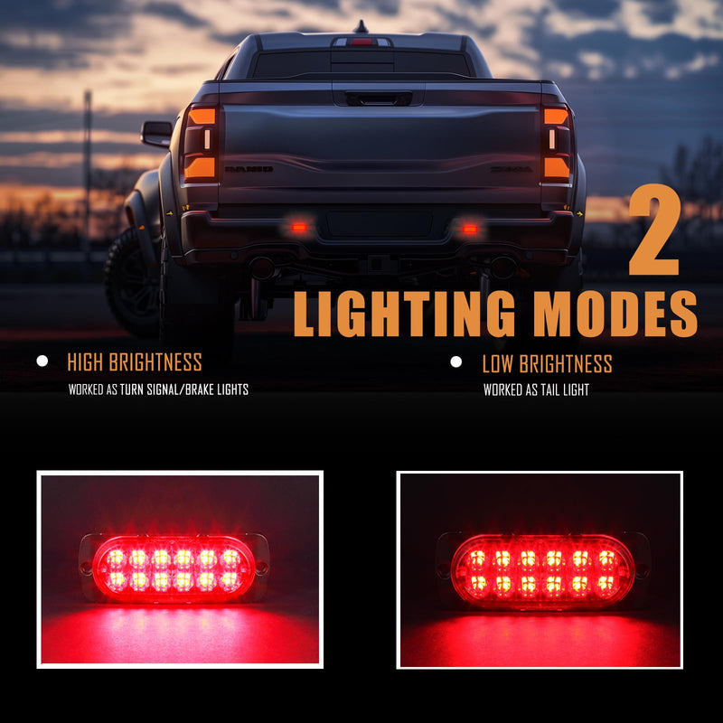 AT-HAIHAN Pack of 2 Aluminum Housing Red LED Trailer Stop Brake Turn Tail Lights, DOT Compliant Waterproof Surface Mount Lighting for Truck Tractor Jeep RV 4.4 INCH