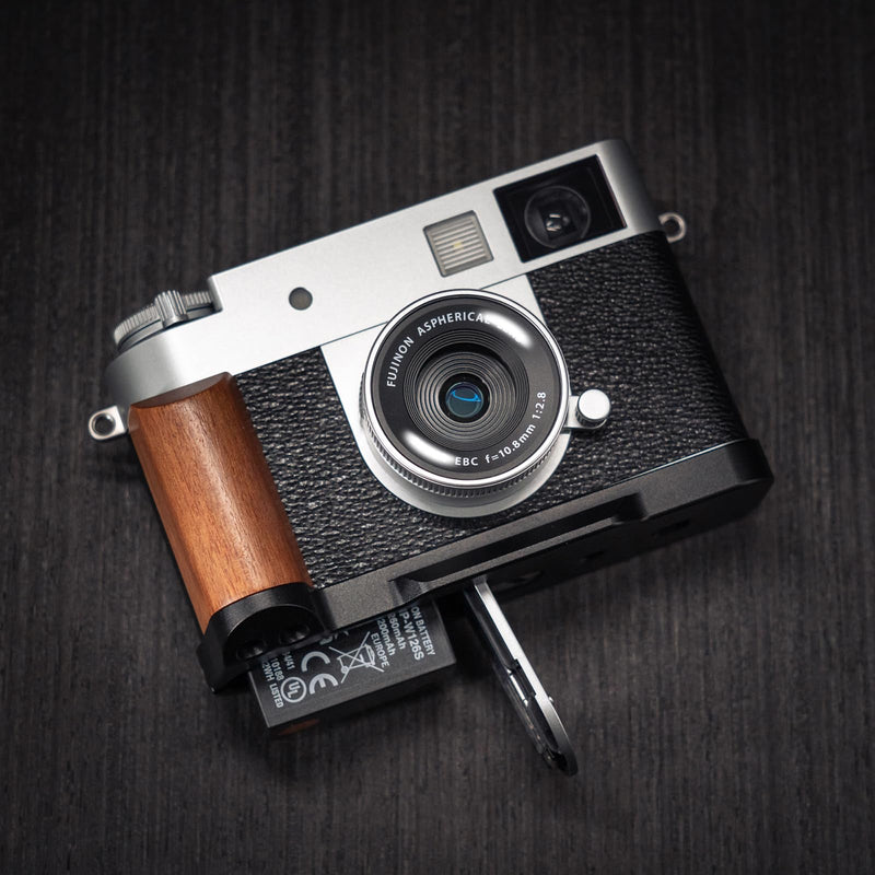 L-Shaped Camera Handle ，Compatible with FUJIFILM Fuji X Half X-HF1 Camera ，Precious Vintage Solid Wood Grip | Handcrafted by Experienced Artisans (Desert Ironwood Black) Desert Ironwood Black