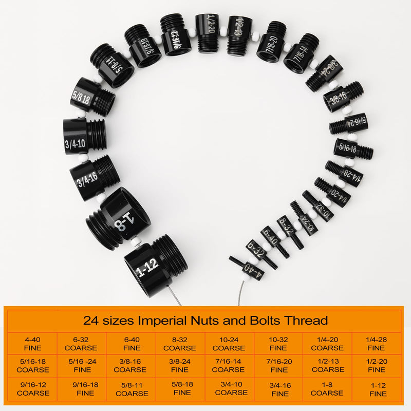 Nut and Bolt Thread Checker, Thread Checker Standard and Metric, Bolt Size and Thread Gauge, 45 Male/Female Identifier Gauges (24 Inch & 21 Metric) 45 Male/Female Nut & Bolt Thread Checker