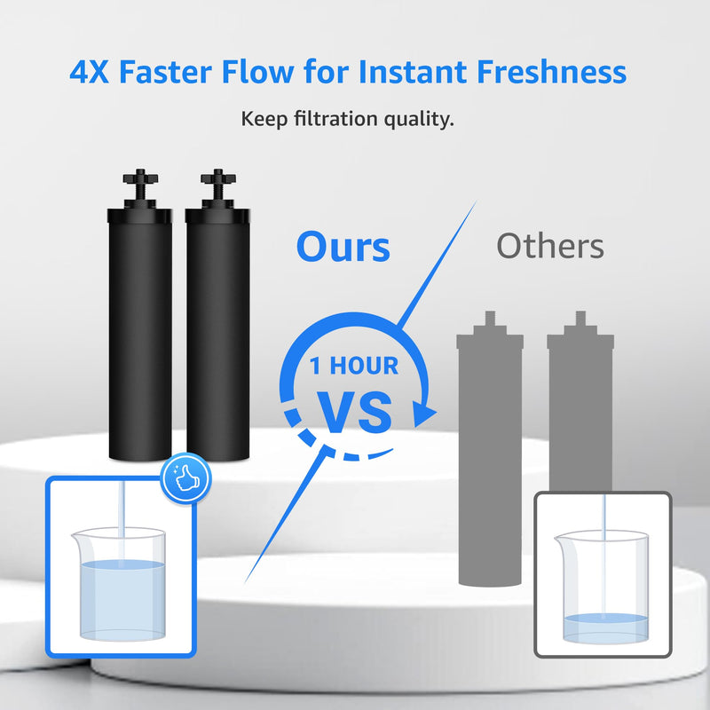 Filterlogic Gravity Water Filter, Replacement for Berkey® BB9-2® Black Carbon Filters, Purewell®, ProOne®, Waterdrop Gravity Filter System, NSF/ANSI 42&372 Certified, 2 Pack Count of 2