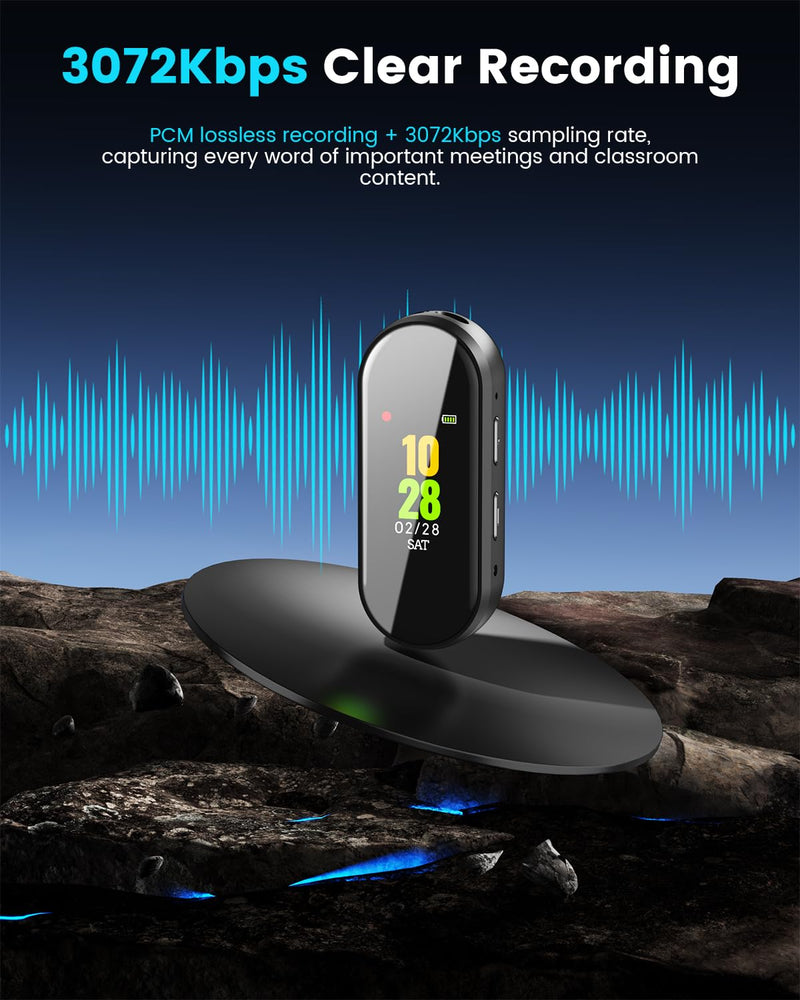 64GB Digital Voice Recorder, 4-in-1 New Upgraded Noise Reduction Hi-Fi Pure Sound Quality, 3072Kbps Audio Activated Voice Recorder for Your Lectures, Meetings, and Classes Black-64GB