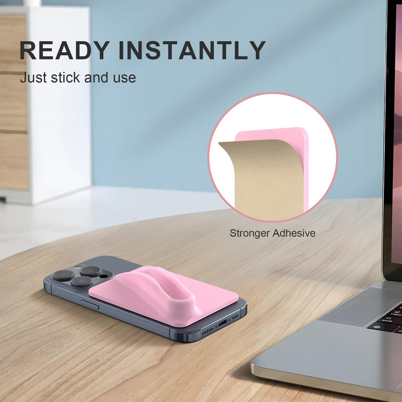  [AUSTRALIA] - DOB SECHS Silicone Lip Holder for Cell Phone Lipstick Lip Glaze Phone Case Back Stick On Holder for iPhone and Android Phones, Light Pink