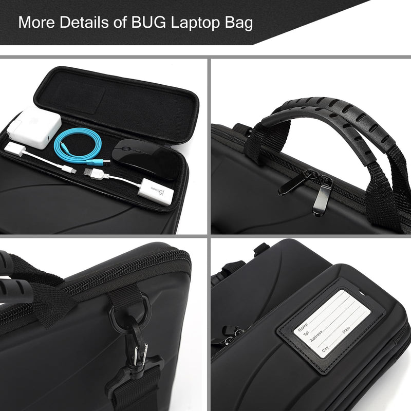 BUG 14.2-15.6 Inch Laptop Case Hard Shell, Protective Laptop Carrying Case with Stand for Heat Dissipation Black 14.1-15.6 inch
