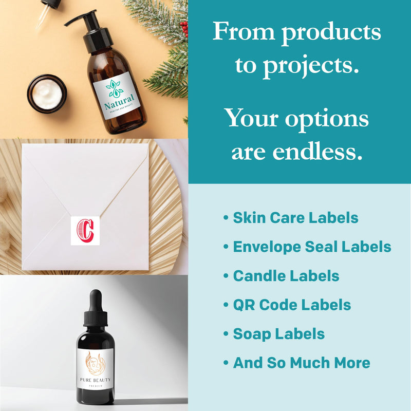 Premium Label Supply White Sticker Square Labels – 1.5" x 1.5" – Laser/Inkjet Compatible – (24 per Sheet), 25 Sheets – 600 Total Adhesive Labels 600 Labels