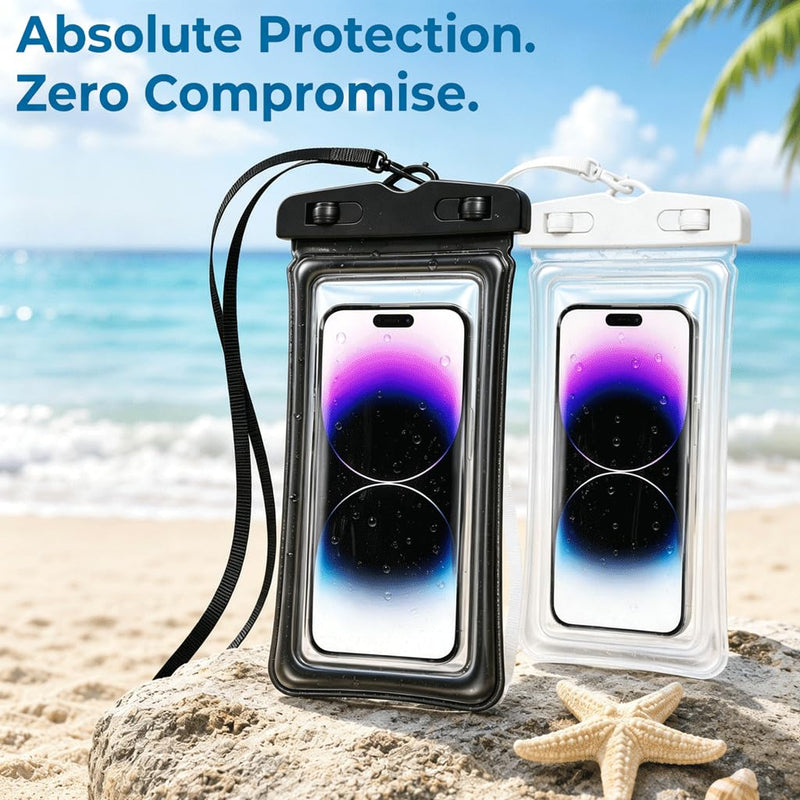 Waterproof Phone Pouch Case-[2 Pack][Easy Lock & Heavy Duty] IPX8 Water Proof Cell Phone Dry Bag for Beach,Swim Protector for iPhone 17 16 15 14 13 12 11 Pro Max Plus, Galaxy S25,7.2",Black and White