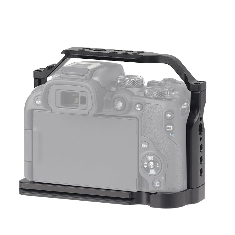 Camera Cage for Canon EOS R10, Built-in NATO Rail | Cold Shoe, Arca-Swiss Quick Release Plate, ARRI 3/8"-16 & 1/4"-20 Threaded Holes for Tripod Gimbal Stabilizer