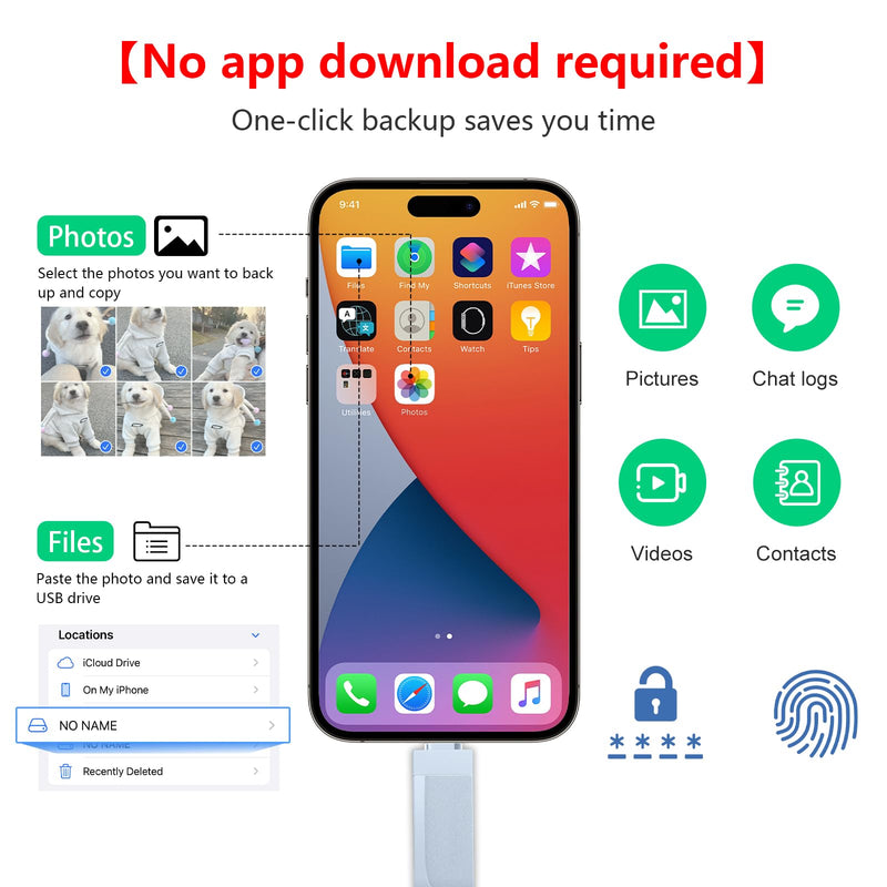 512GB Photo Stick for Smartphones, 4in1 Functionality, Directly Transfer Photos to USB Drive, Supports Storage of Photos/Videos/Various Files, Compatible with iPhone/iPad/Android/PC and More. 512GB grey