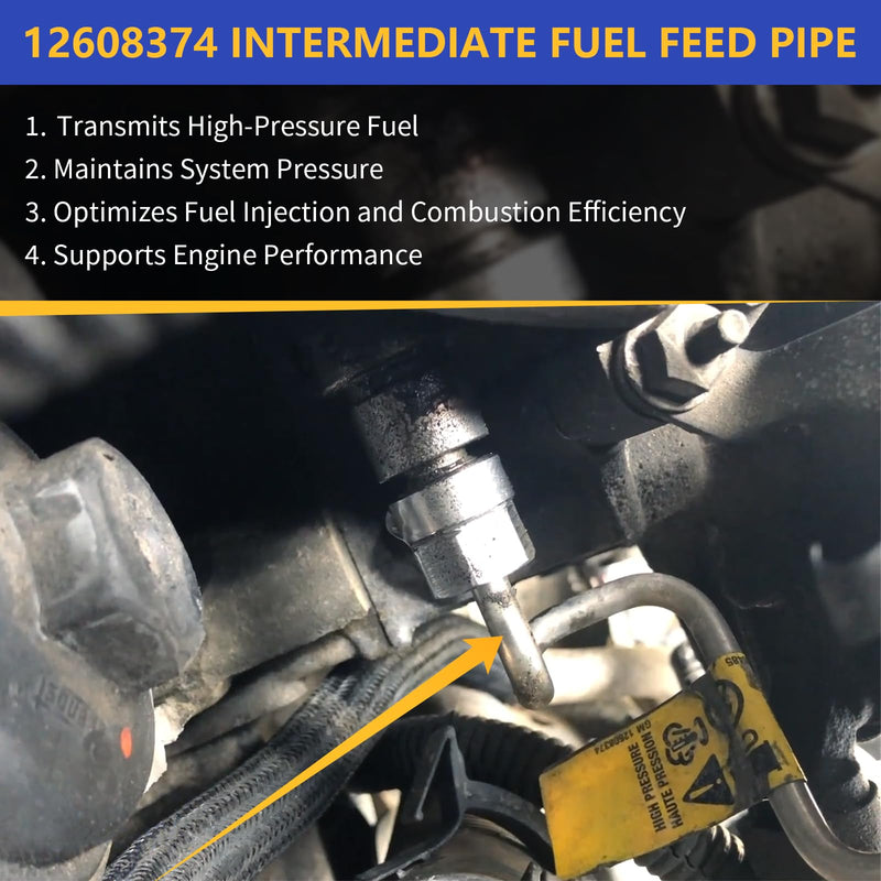 12608374 Intermediate Fuel Feed Pipe - High Pressure Fuel Line (Pump To Rail) for 2010-2017 Chevy Equinox Impala Malibu Orlando Captiva Sport/Buick Lacrosse Regal Verano/GMC Terrain