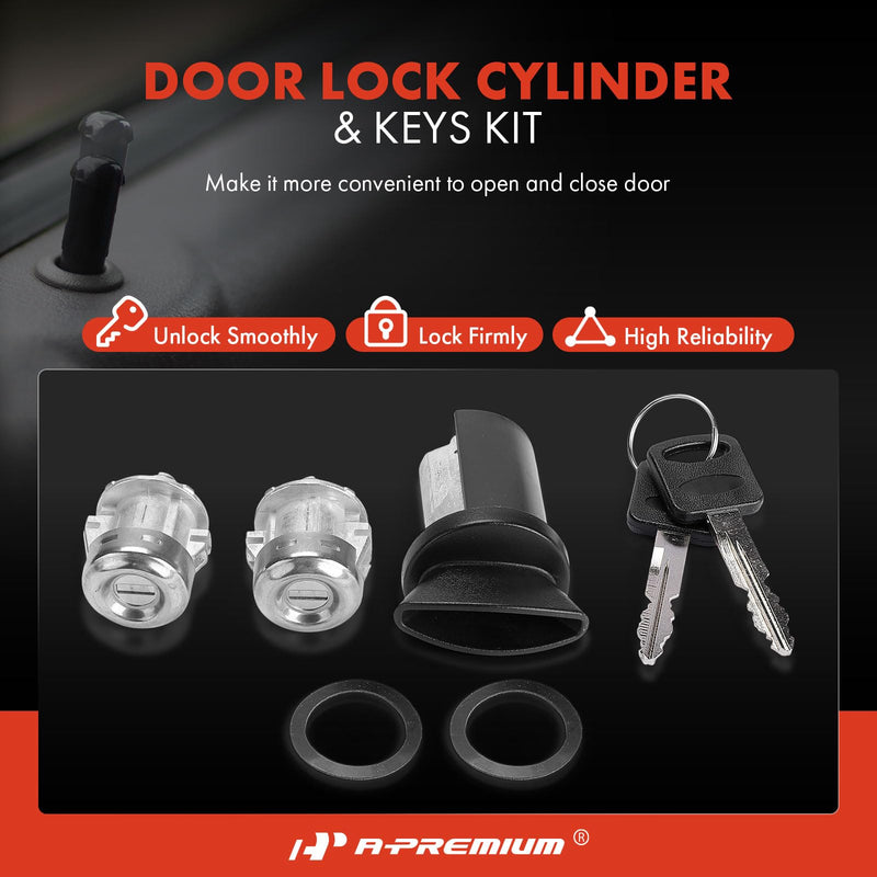 A-Premium Door Lock Cylinder with Key Set Compatible with Ford F-150, F-250, F-350, F-250 F-350 F-450 F-550 Super Duty, Expedition, Excursion, Freestar, Lobo, Windstar & Lincoln Navigator & Mercury