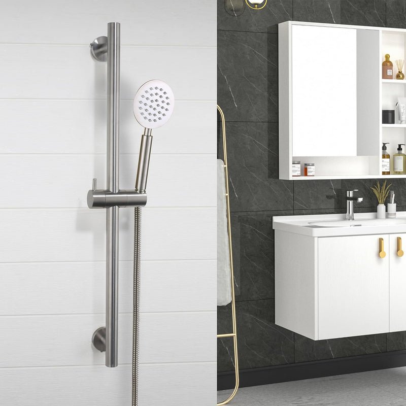 Wall Mount Bathroom Shower Slide Bar with Adjustable Hand Shower Holder Stainless Steel Shower Head Slide Bar, Brushed Nickel