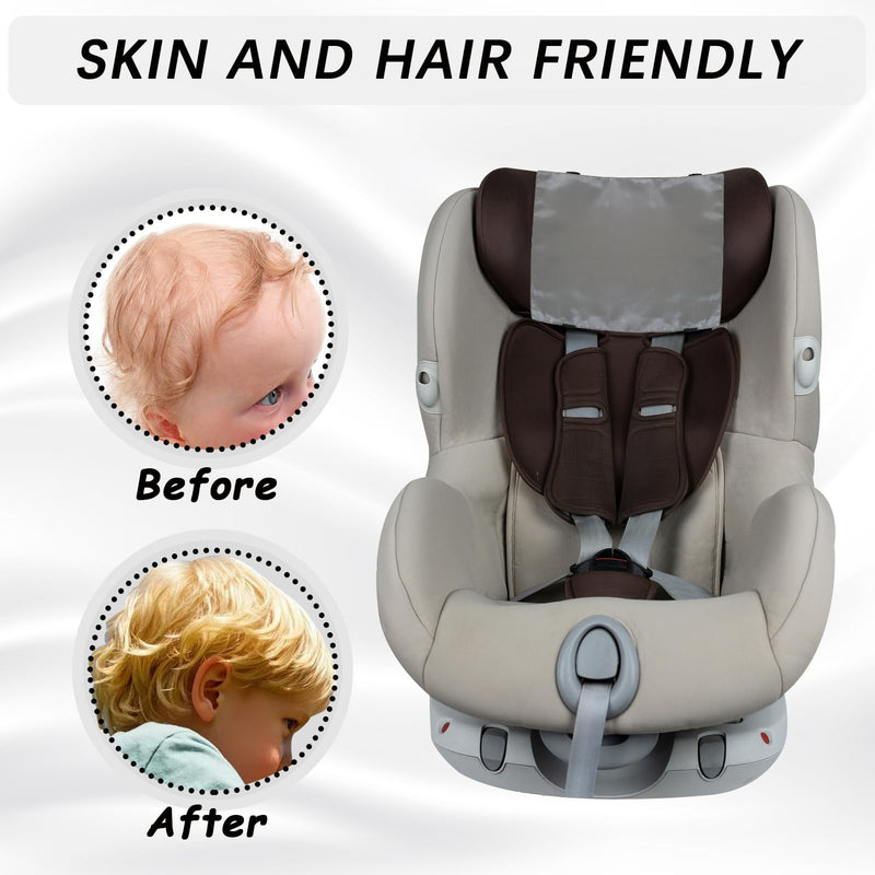 2 PCS Satin Car Seat Headrest Cover for Babies, Soft Silk Feeling Headrest Cover for Hair Protection, Satin Baby Car Seat Hair Protector (Black+Grey) Black+Grey