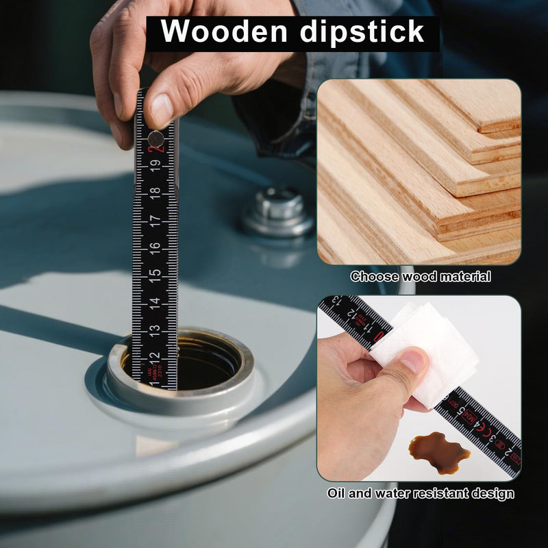 Oil Tank Measuring Stick, 10 Fold 78" Solid Wood Folding Fuel Gauge Stick Ruler for Deep Storage Tanks (Black) Black