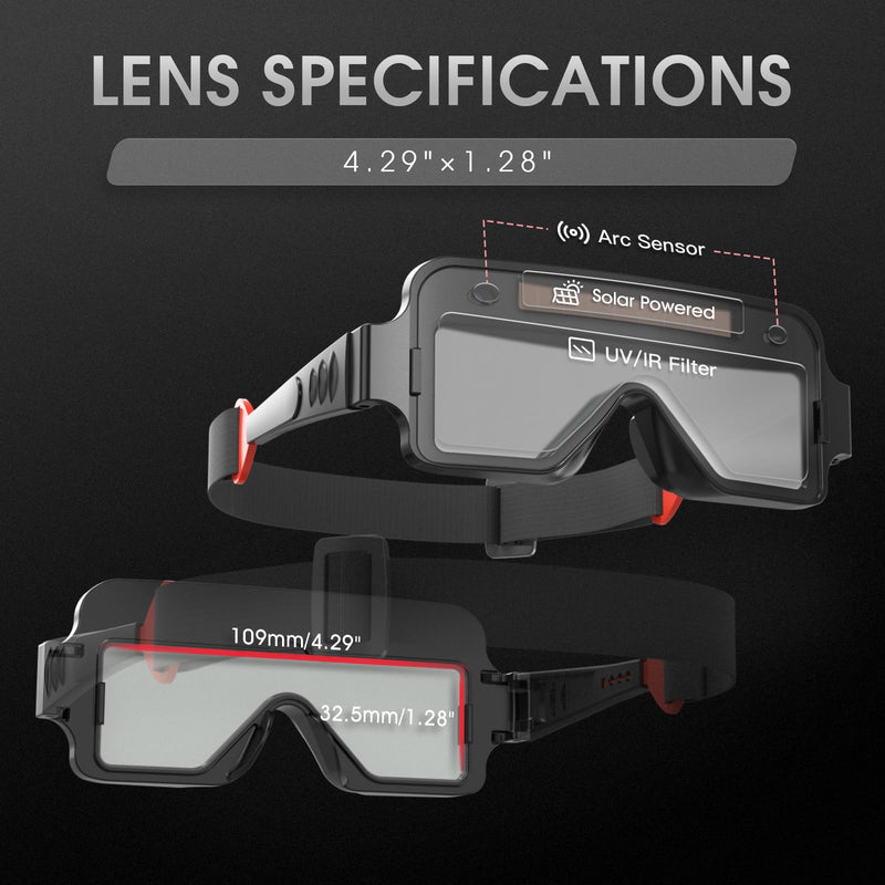 YESWELDER True Color Solar Powered Auto Darkening Welding Goggles, 2 Sensors Welder Glasses for TIG MIG MMA Plasma Lyg-y200l