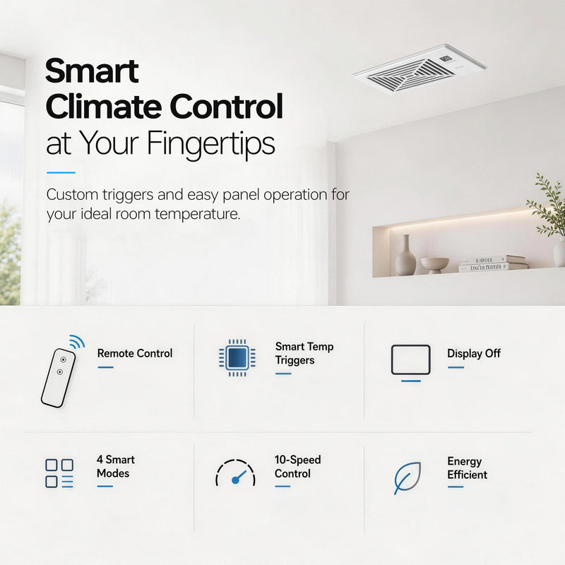 BIOWIND Quiet Register Booster Fan Fits 4" x 10" Register Holes, 10-Speed Smart Heating Cooling AC Vent Fan with Remote Control and Thermostat Control - White 4" x 10"