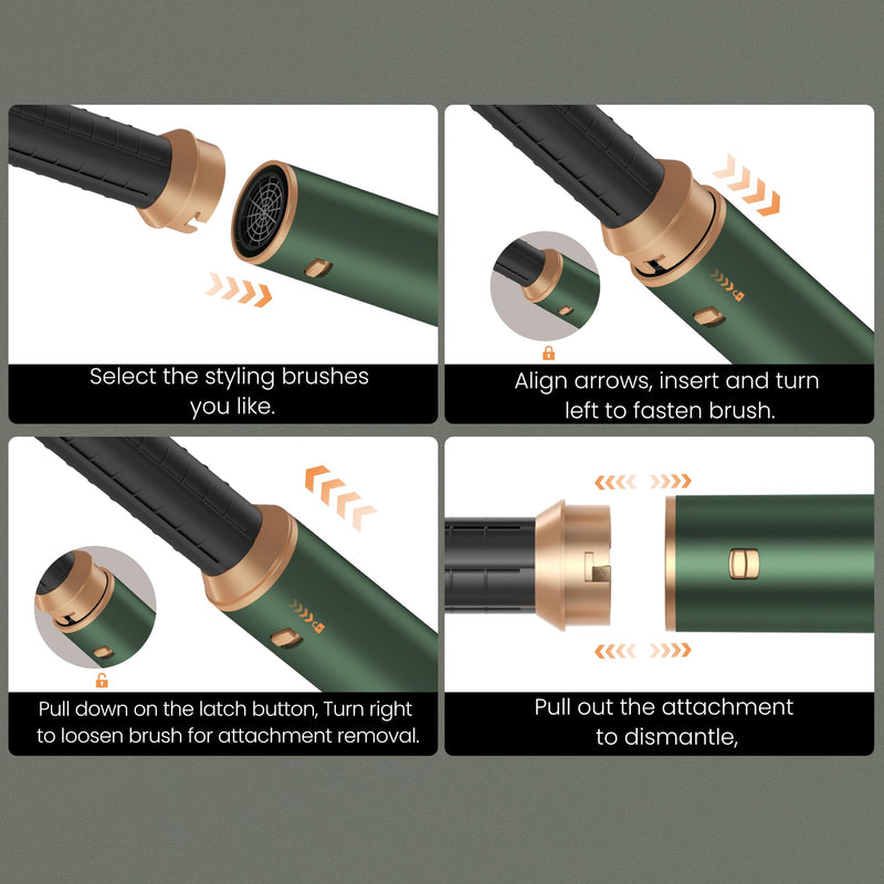 Hair Styler 5 in 1,Airbrush 5 in 1 Multi Styler, Air Styler 5 in 1 with Air Curler, Hair Dryer, Brush Hair Dryer for Drying and Styling Straightening Volumizing Curling Sleeking Green