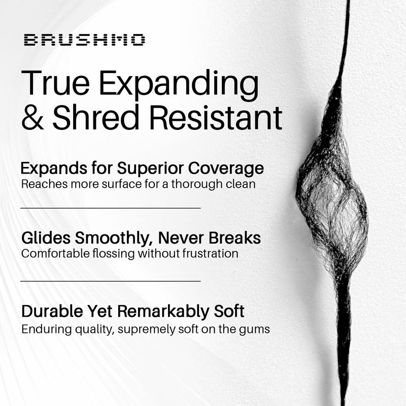 Brushmo Black Floss (BBFloss) - Expanding Floss, Gum-Friendly Soothing Mint Dental Floss, Natural Vegan Wax to Remove Plaque from Teeth, Dentist Designed PTFE & PFAS Free Oral Care, 5 Spools, 275 yd 165 Foot (Pack of 5) BB FLOSS