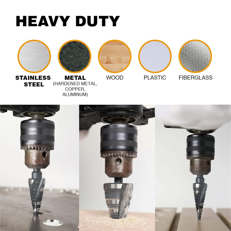 1/4 to 2 Inch Step Drill Bit Spiral Grooved Double Fluted, Large M2 High Speed Steel Drill bits for Hole Drilling in Stainless Steel, Copper, Aluminum, Wood, Plastic 1 1/4" to 2" (Spiral)