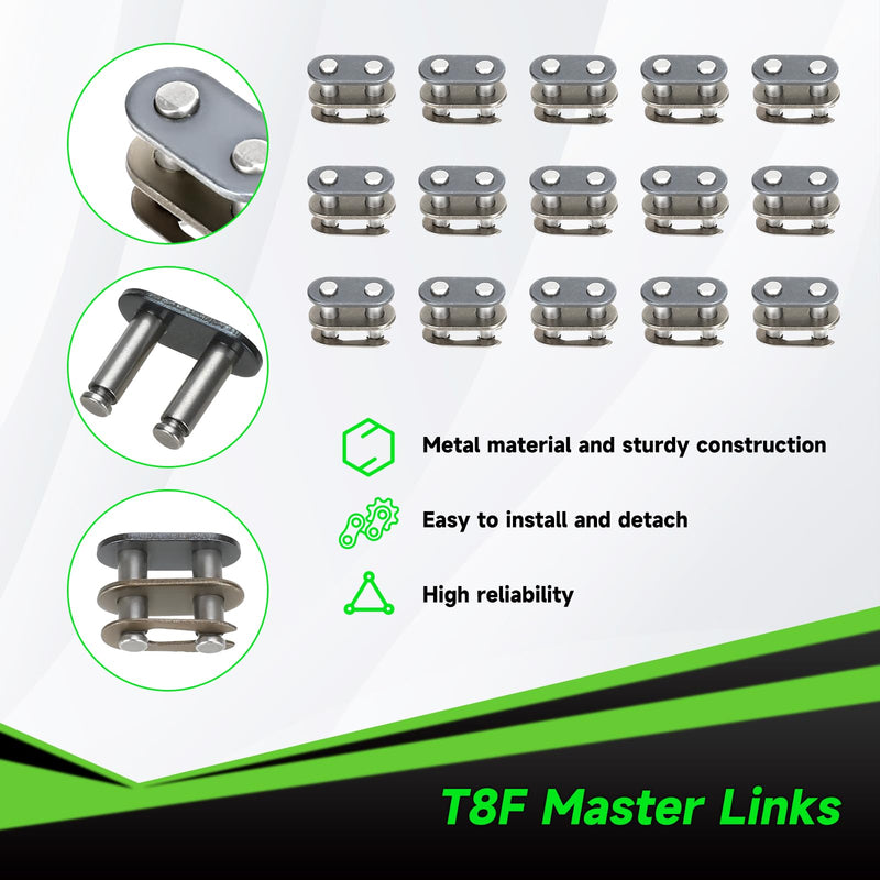 T8F Chain 134 Link Drive Chain Breaker Compatible with SYX Moto 50cc Dirt Bike Mototec SSR X-pro Coolster 47cc 49cc 2 Stroke Engine Pocket Rocket Pit Bike Mini ATV Quad 4 Wheeler Go Kart Parts A-silver