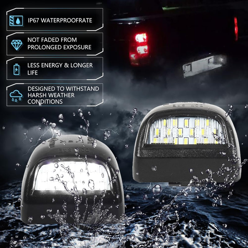 LED License Plate Light for Chevy Silverado 1500 2500 3500 Suburban Tahoe GMC Sierra Yukon XL Cadi-llac Escalade Pickup Truck, Chevy Silverado Led Rear Tag Lamp, 6000K Xenon White Lights, 2 PCS Black