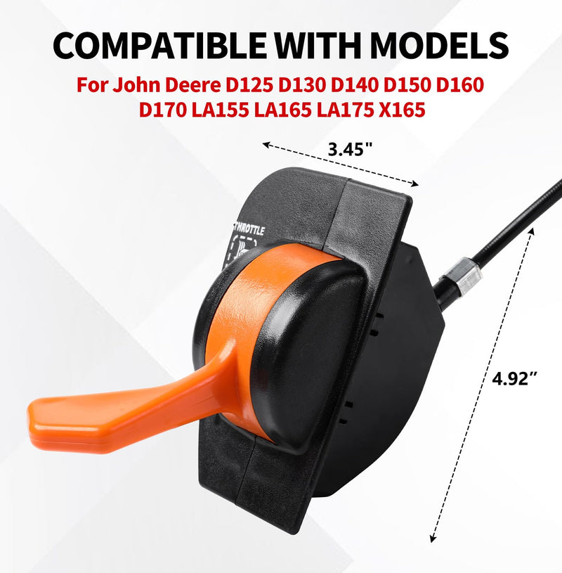 YDO Throttle Control Cable Fits for John Deere D125 D130 D140 D150 D160 D170 LA155 LA165 LA175 X165 Tractors,Push Pull Cable Replace OEM# GY21984