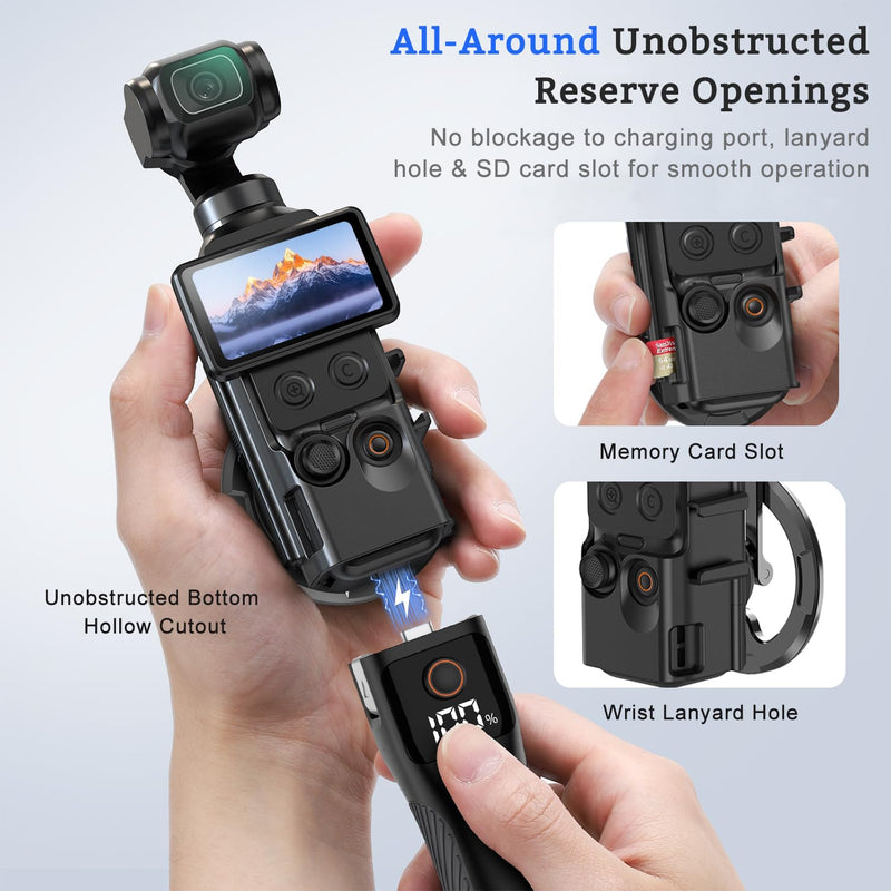 Magnetic Mount Stand for DJI Osmo Pocket 3/4/4P Accessories | Multi-Angle Adjustable Expansion Phone Bracket w 1/4 Hole & Cold Shoe/GoPro Mount, for Vlog Live Stream Outdoor Shooting